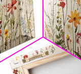 Framed Canvas Wall Art Set, 3 Piece Art, Watercolor Wildflowers Floral / Botanical Print, Minimalist Wall Art, Boho Decor, Colorful Art