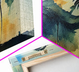Watercolor of a palm tree blowing in a hurricane, storm art, 3 piece canvas print, 3 piece wall art