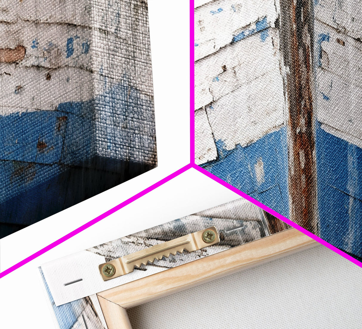 Photo Of An Old Wooden Boat With Peeling Paint, Framed Canvas Print, Nautical Wall Art, Lakehouse Decor