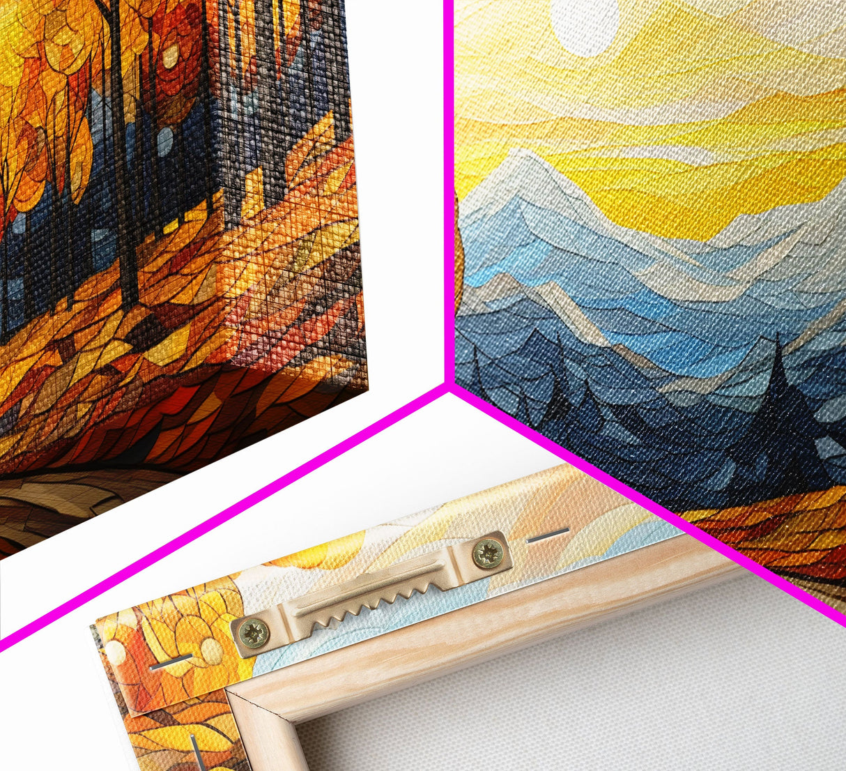 Fall Trees, Autumn Wall Art, Abstract Nature Painting, Sunset Art, College Dorm Decor, Camper Wall Decor, Canvas Wall Art, Panoramic Art