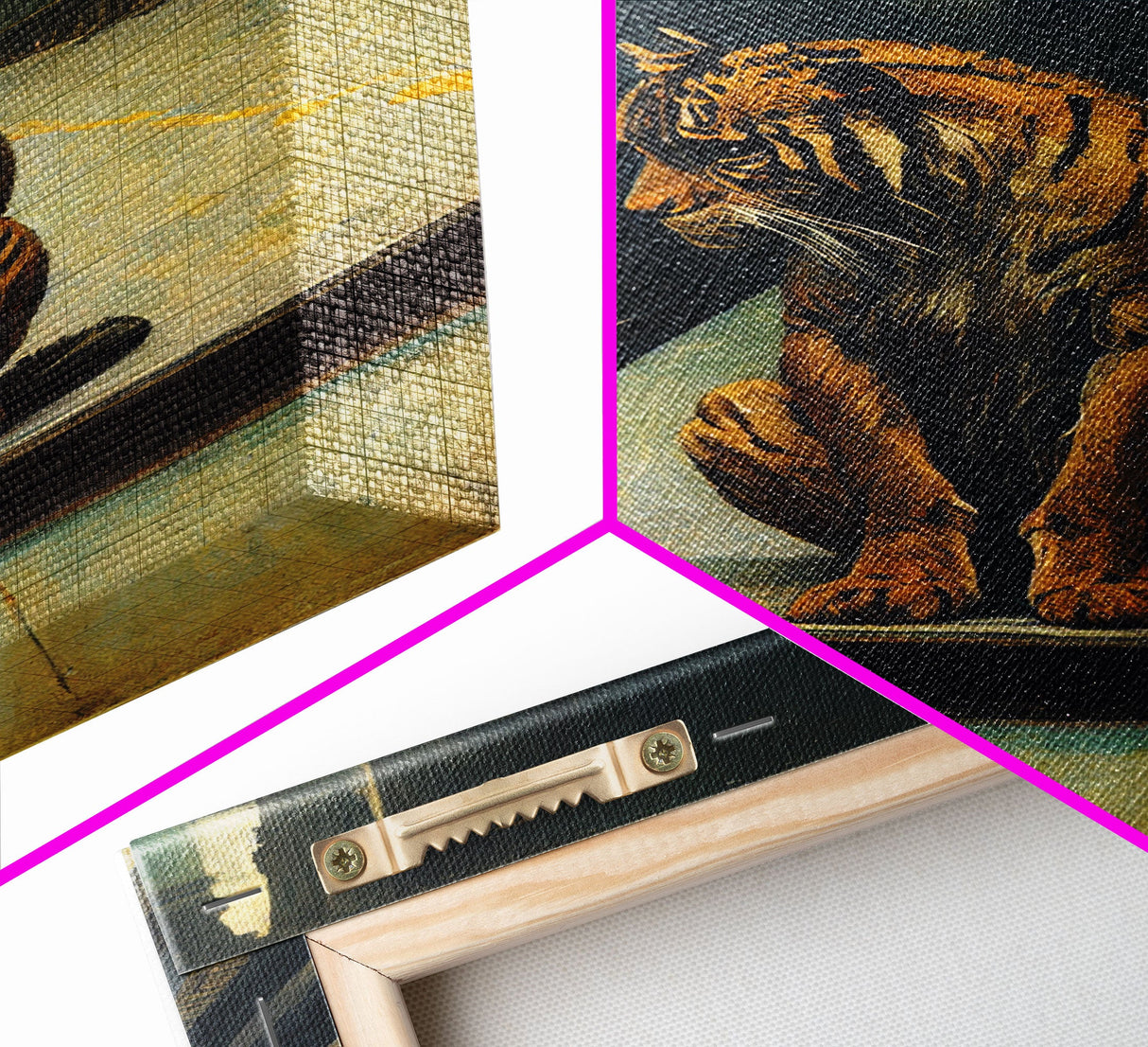 Tiger in a subway, urban decay, nature, framed canvas print, framed wall art
