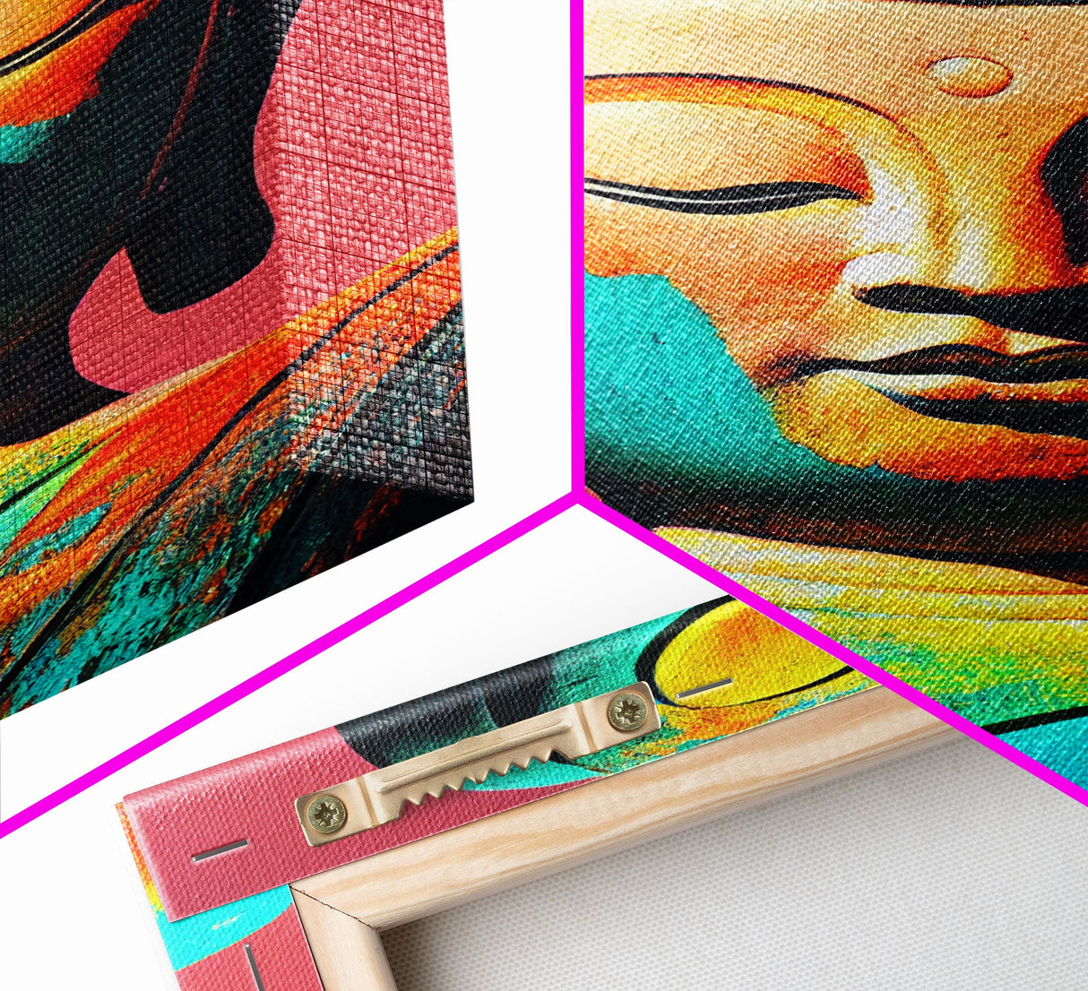 Colorful rainbow Buddha, framed canvas print zen wall art
