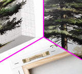 Pine Tree Watercolor Wall Art Canvas Print - Vibrant Colorful Nature Scene Artwork, lakehouse art