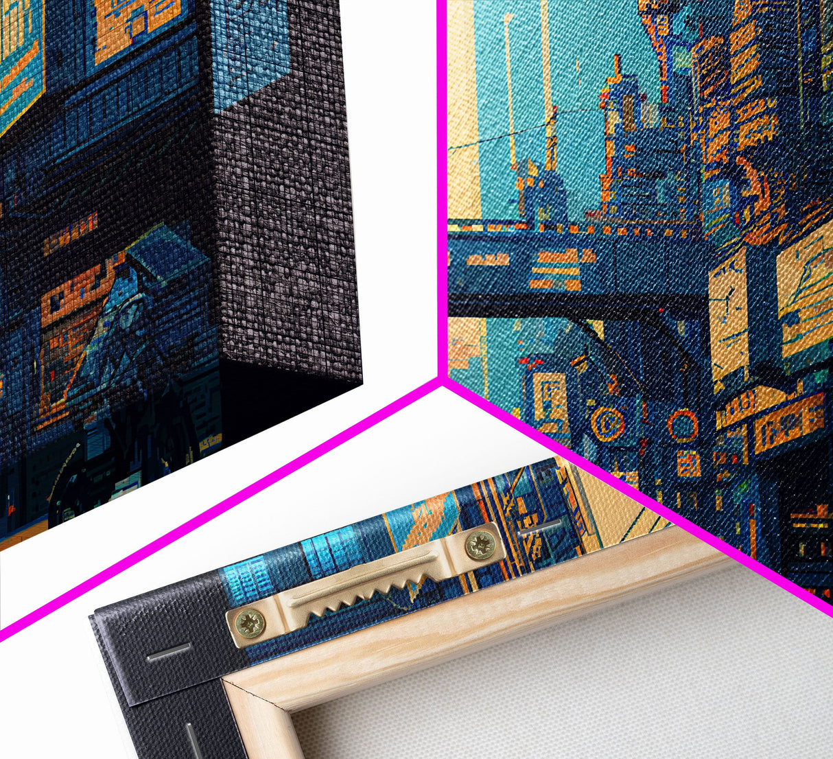 Futuristic Dystopian Cyberpunk City Blue Urban Fine Art Print, Wall Decor, Wall Poster, Wall Art Print