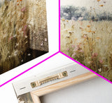 Rustic Country Wildflower Landscape Oil Painting Canvas Print Reproduction, Framed Wall Art, Rustic Farmhouse Decor, Gift For Her
