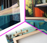 The Pool House, Mid Century Modern Decor, Framed Wall Art, Architectural Print, Retro Art, Swimming Pool Art, Framed Painting