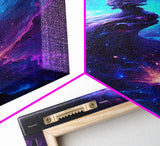 Oil paint print of outer space, framed canvas print, pastel space art