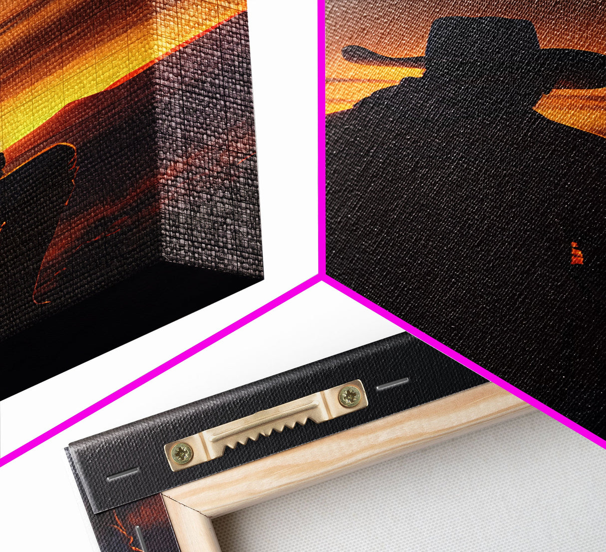 A cowboy and his horse at sunset, framed canvas art, canvas print, western decor, farmhouse art