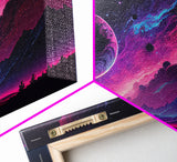 Alien Planet Fantasy Landscape Mountains Pink Voilet Fine Art Print, Wall Art Print, Wall Poster, Wall Décor