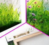 Modern Farmhouse Wall Art, Boho decor, Minimalist whimsical wall art, framed canvas print of beautiful wild flowers blowing in the wind