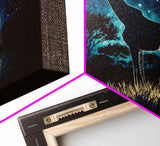 Starry Night over Africa, Giraffe Print, Framed Canvas Art, Galaxy Night Sky, Mancave decor