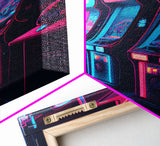 Game Room Decor, Framed Canvas Print, Synthwave Arcade, Boys Room, Gamer Gift, Gaming Wall Art, Video Game Posters, Teen Room