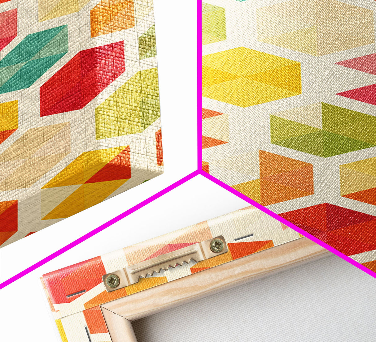 Hexagon Art, Mid Century Art Print, Framed Modern Art, Geometric Art, Mid Century Modern Wall Art, Colorful Art, MCM Style Canvas Art