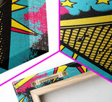 Pop Art Ice Cream, Psychedelic Ice cream cone, framed canvas print, large wall art, wall decoration, ice cream shop art