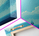 Monochromatic Sail Boat Art, Blue Tones, Framed Canvas Print, Blue Sky and Blue Sea There's Nothing Else For Me
