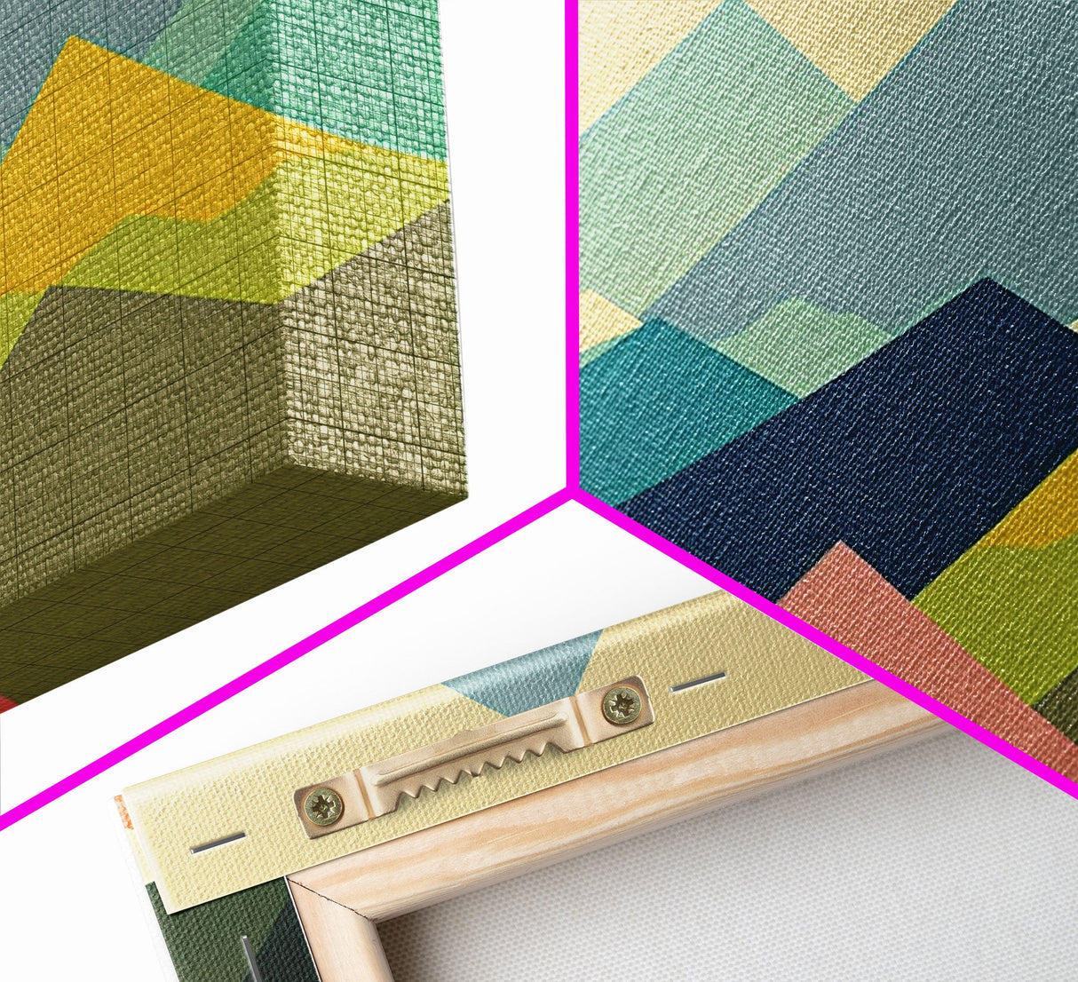 Swedish Style Art, Framed Canvas Print, Colorful Mountain Landscape Pop Art Style