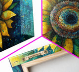 Watercolor of a Sunflower, Framed Canvas Print, Framed Art, Lowkey Farmhouse Wall Art, Living Room Decor, Living Room painting