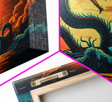 Jormungandr The Sea Serpent, Pop Art, Framed Canvas Print, Fantasy Art, Norse Mythology, Nordic / Viking Wall Art