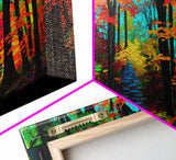 The Sacred Grove, Fantasy Art, Pop Art Forest Landscape, Framed Canvas Print, Colorful Forest Painting, Living Room Art