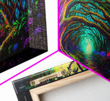 Fantasy wall art, canvas print, magical forest, fantasy landscape art, ready to hang wall art, magical glowing forest fantasy art