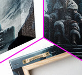 Odin Surveying The Realms on Hlidskjalf The High Seat, Norse Mythology Art, Framed Canvas Print