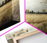 Moody Country Landscape Canvas Print Painting | Vintage Wall Art | Subdued Wall Art | Framed Canvas | Muted Monochromatic Landscape Art