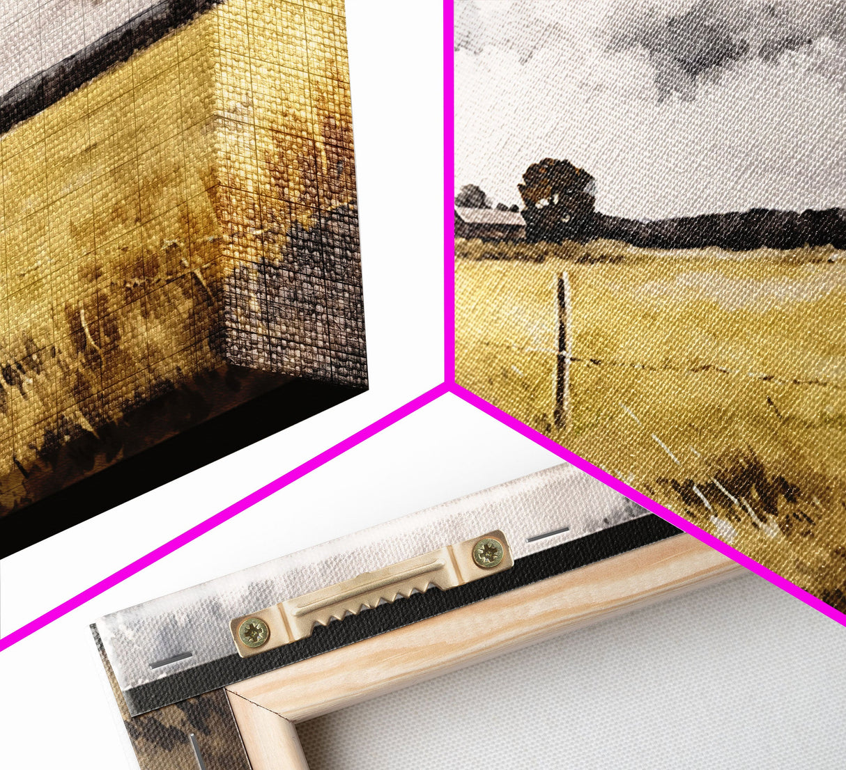 Early American Style Landscape Art | Primitive Farmhouse Decor | Framed Canvas Print | Wall Art | Wall Decor | Office Art | Muted Art
