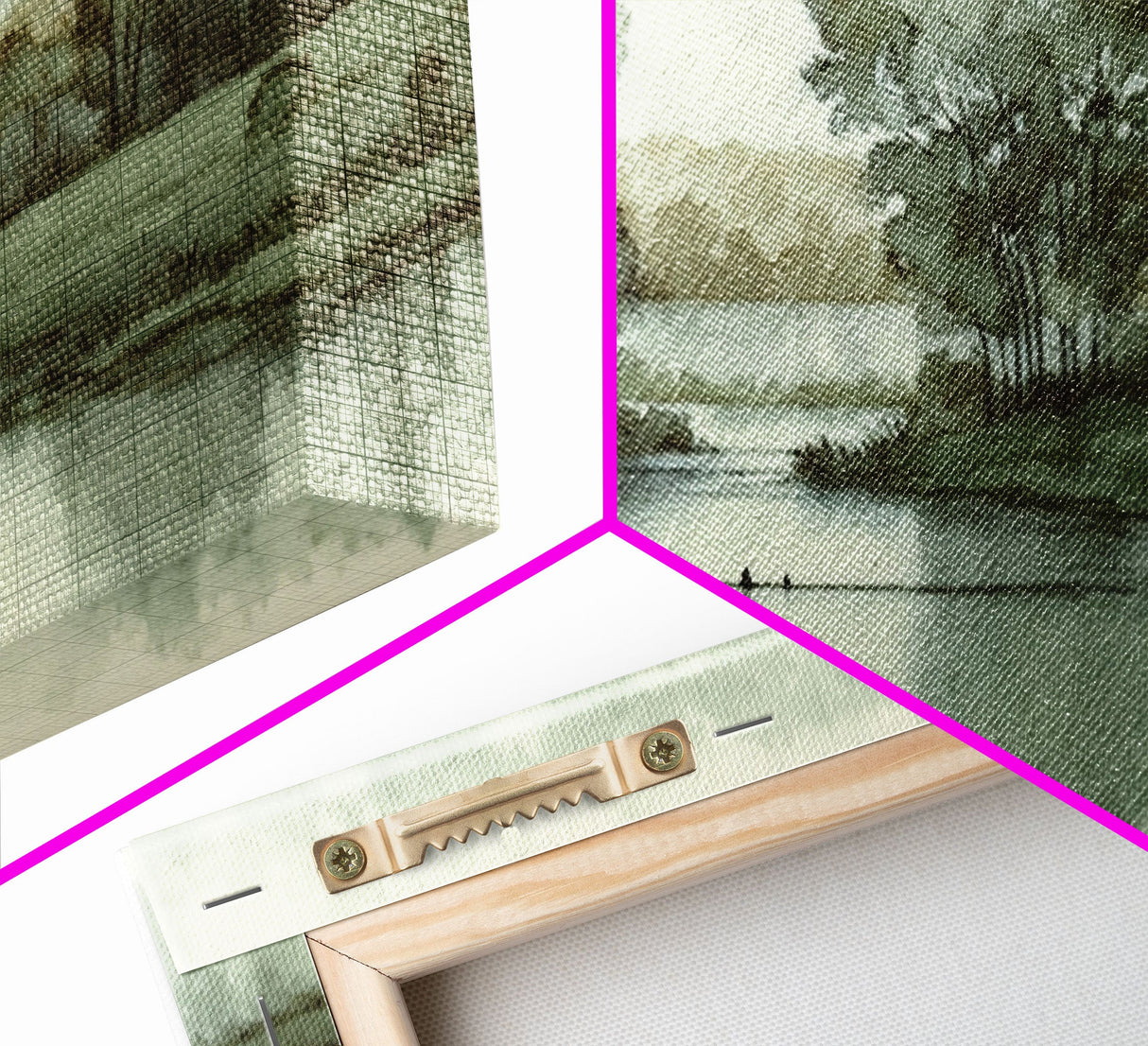 Vintage Landscape Wall Art Print, Nature Framed Large Gallery Art, Minimalist Art Ready to Hang, With Hangers, Muted Farmhouse Art