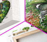 Florapunk Heart, Anatomical Heart Painting Canvas Print, Watercolor Heart, Human Heart, Pond Heart, Marsh Painting, Waterlily, Lily pads