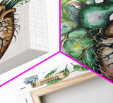Florapunk Heart, Anatomical Heart Painting Canvas Print, Watercolor Heart, Human Heart, Pond Heart, Marsh Painting, Waterlily, Lily pads