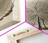 Framed Wall Art Canvas Print, Tree Cross Section, Tree Rings, Rustic Art, Farmhouse Decor, Oak Wood Tree Rings, Illustration, Gift For Him