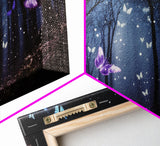 Glowing Butterflies, Framed Canvas Print, Fantasy Decor, High Fantasy Canvas Art, Fairy Forest
