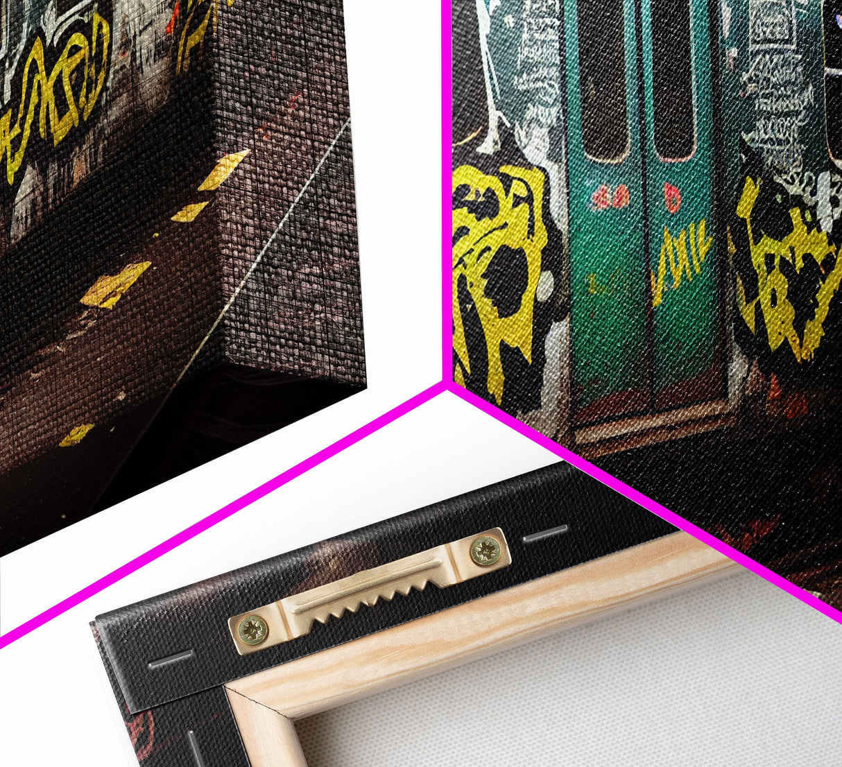 Graffiti Subway Car - Cool Wall Art -Framed Canvas Print - Unique Wall Decor - Framed Art - Train Car With Graffiti