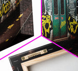 Graffiti Subway Car - Cool Wall Art -Framed Canvas Print - Unique Wall Decor - Framed Art - Train Car With Graffiti