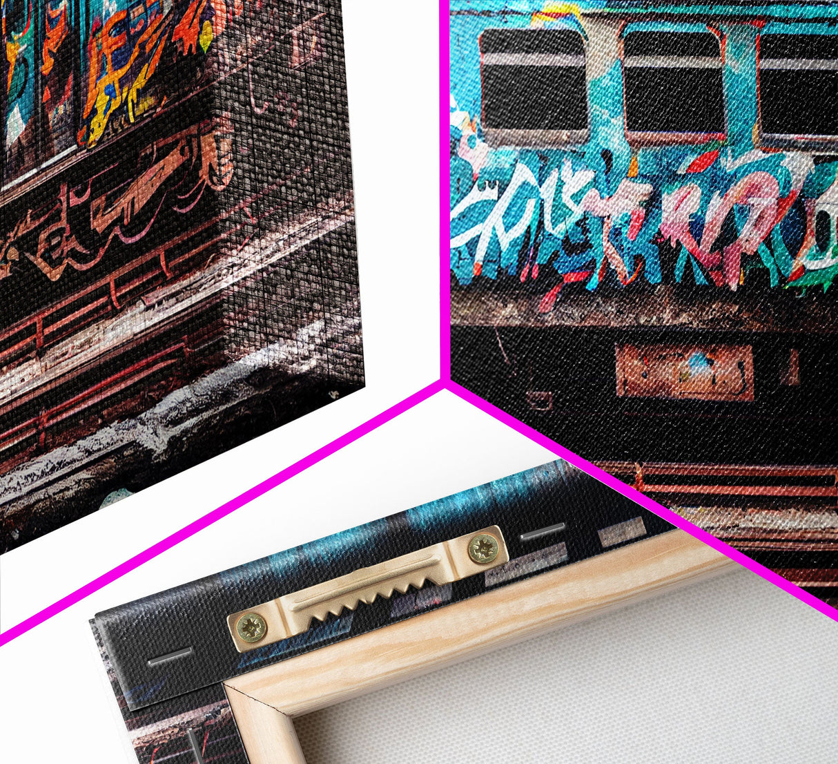 Urban Decay Wall Art - Graffiti Covered Subway Train - 1970s NYC Art - Framed Canvas Print - Original Art - Dystopian Urban Decay