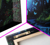 Enchanted Forest Painting, Fantasy Art, Fairy House, Fantasy, Woodland Decor, Woods, Forest, Fairy Forest with Blue Butterflies