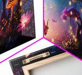 Vibrant Fantasy Forest Wall Art, The Forest Floor, Bioluminescent Glowing Butterflies, Gift, Framed Canvas Print