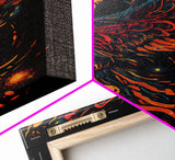 Phoenix In Flames, Retribution, Framed Canvas Print, The Phoenix, Framed Wall Art, Original Painting Phoenix, Fire Chicken