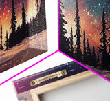 Snowfall in the forest, canvas print, winter wall art