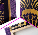 Midcentury Modern Wall art - Framed Canvas Print - Art Deco - Wall art - Purple & gold art - Ornament art - Patterns art - Geometric art