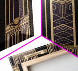 Midcentury Modern Wall art - Framed Canvas Print - Art Deco - Wall art - Purple & gold art - Ornament art - Patterns art - 1930s Style Art