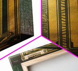 Midcentury Modern Wall art, Framed Canvas Print, Art Deco, Gold & green art, Framed painting, Wall decor, Beautiful art, 1930s Style Art