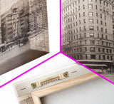 NYC Flat Iron, New York City Art, Framed Canvas Print, Charcoal Drawing, Original Art, Wall Decor, Black And White Art