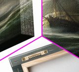 Haunted Pirate Ghost Ship On Rough Seas, Framed Canvas Print, Fantasy Wall Art, Wall Decor, Pirate Wal Art, Gift For Him, Kid's Room