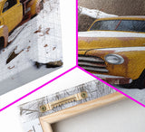 Vintage Snow Covered Chevy Truck, 1950s Truck, Framed Canvas Print, Rusty Truck Photography