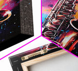 Unique Music Studio Gift, Saxophone Graffiti Art, Splatter Paint Art, Musician Gift, Marching Band Gift, Jazz Themed Art
