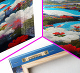 Colorful fields of flowers in the Swiss alps, framed canvas art, canvas print, beautiful wall decor