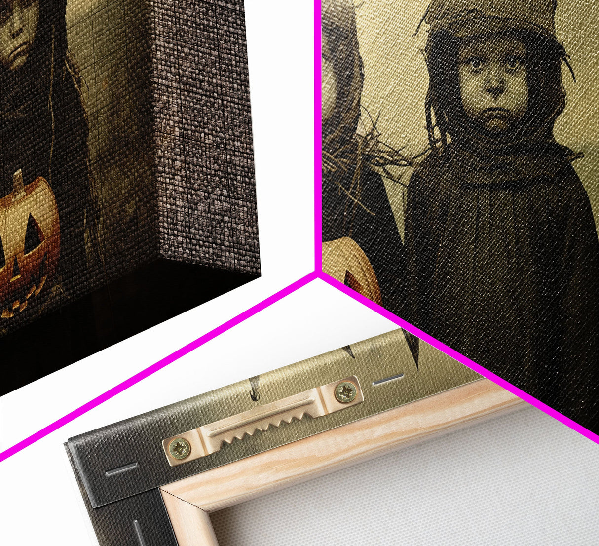 The Little Witches Gothic Victorian Haunted Art, Spooky Halloween Decor, Framed Canvas Print, Halloween Poster, Scary Halloween Wall Art