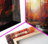 Forest Wall Art, Autumn Art, Sunset Wall Art, Lake Art Panoramic Art, Wall Art, Canvas Art, Landscape Art, Tiny House Decor, Game Room Decor