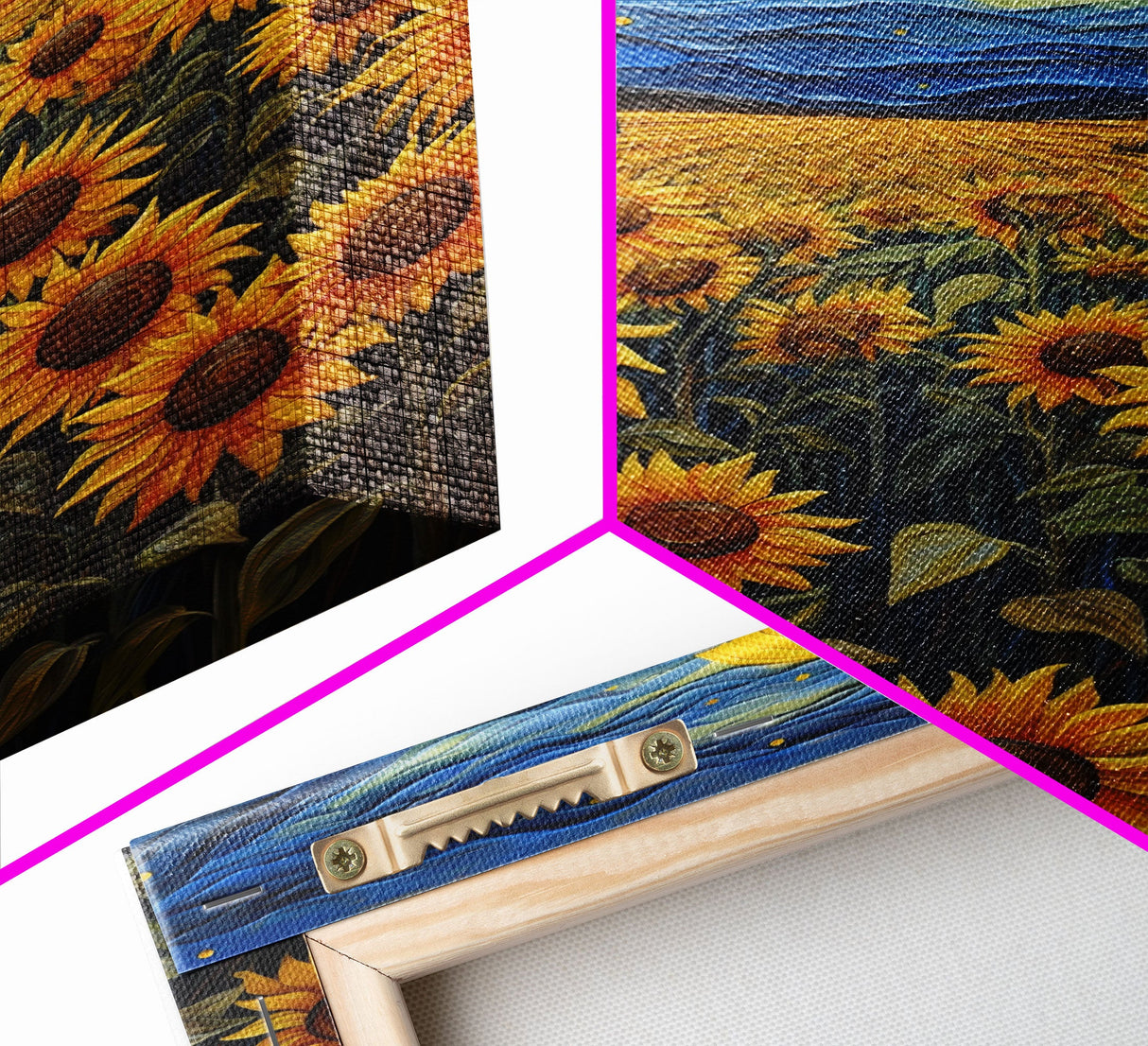 Sunflowers Wall Art, Wildflower Meadow, Starry Night, Canvas Print, Wall Art, Vertical Art, Above Couch Wall Art, Retirement Gifts, RV Decor